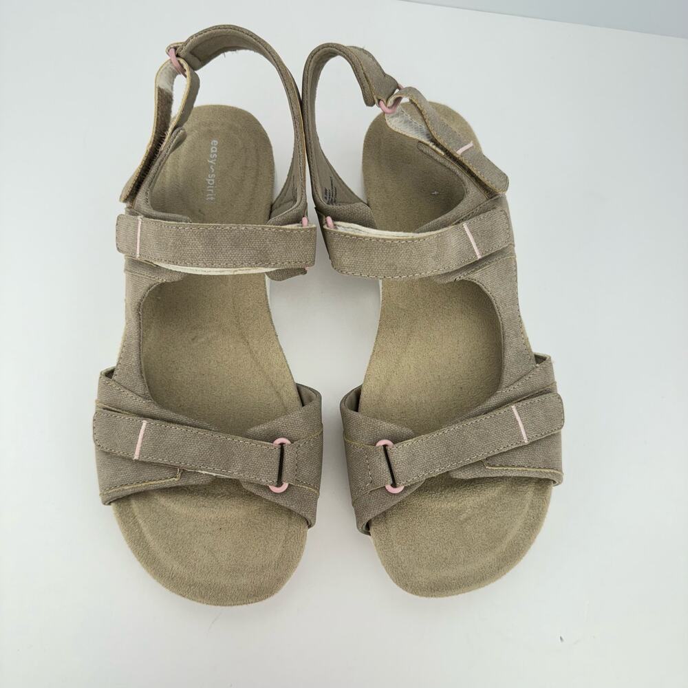 Easy Spirit Lake Tan Pink Hook &‎ Loop Closure Strappy Sandals Sz 9.5 Wide - Picture 3 of 8